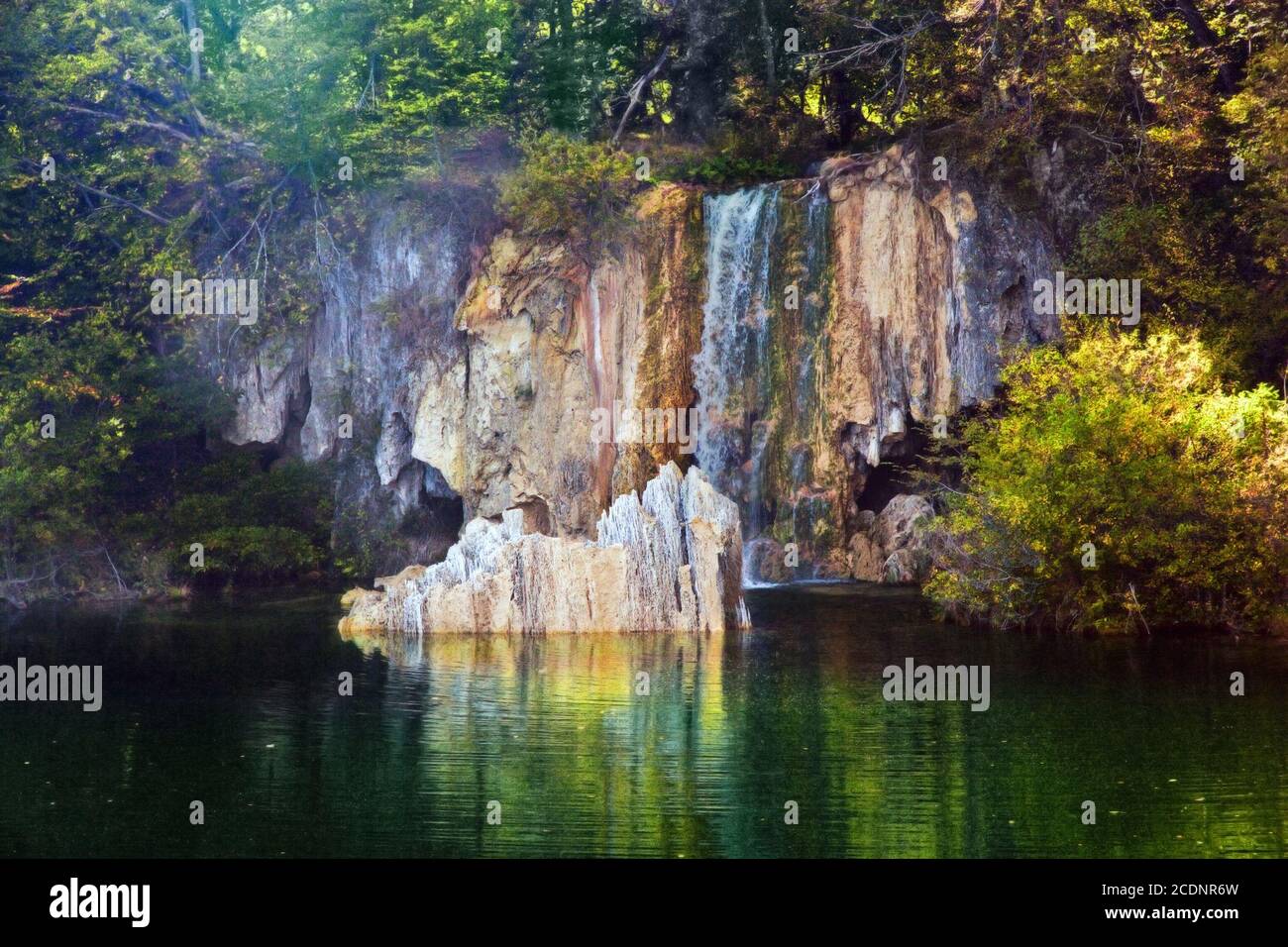 Waterfall in forest. Crystal clear water Stock Photo Alamy