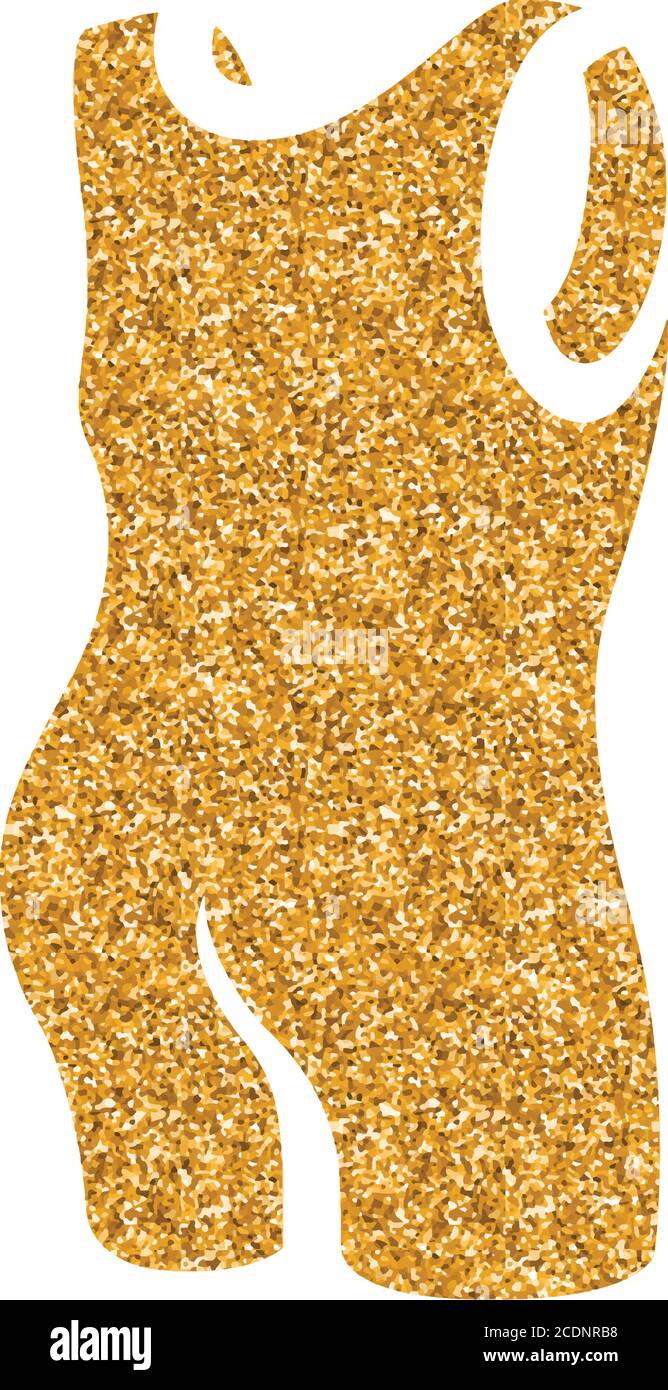 Triathlon suit icon in gold glitter texture. Sparkle luxury style ...