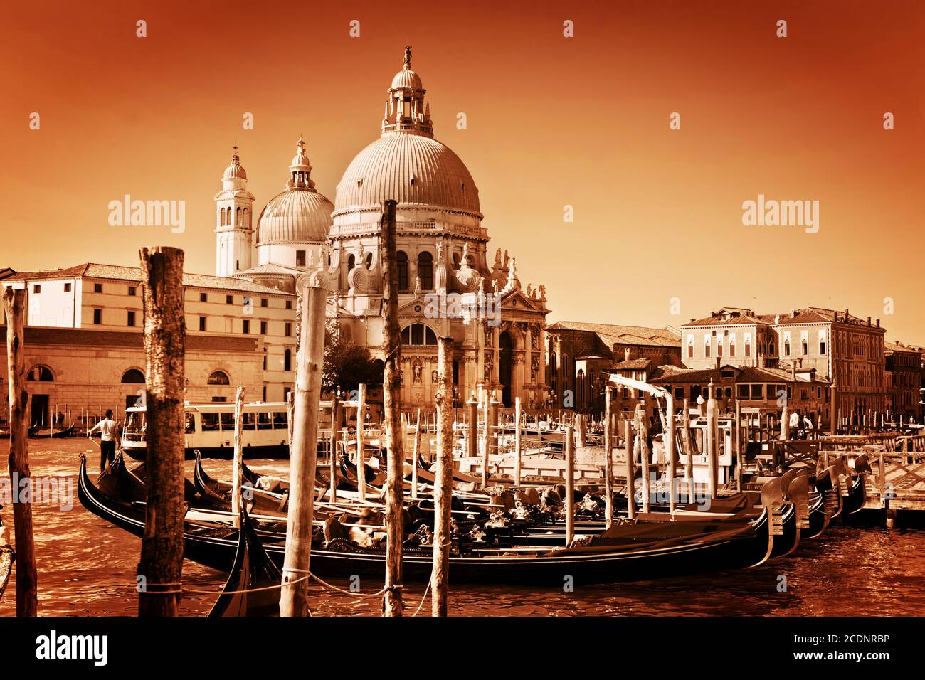 Venice, Italy. Basilica Santa Maria della Salute and Grand Canal Stock Photo