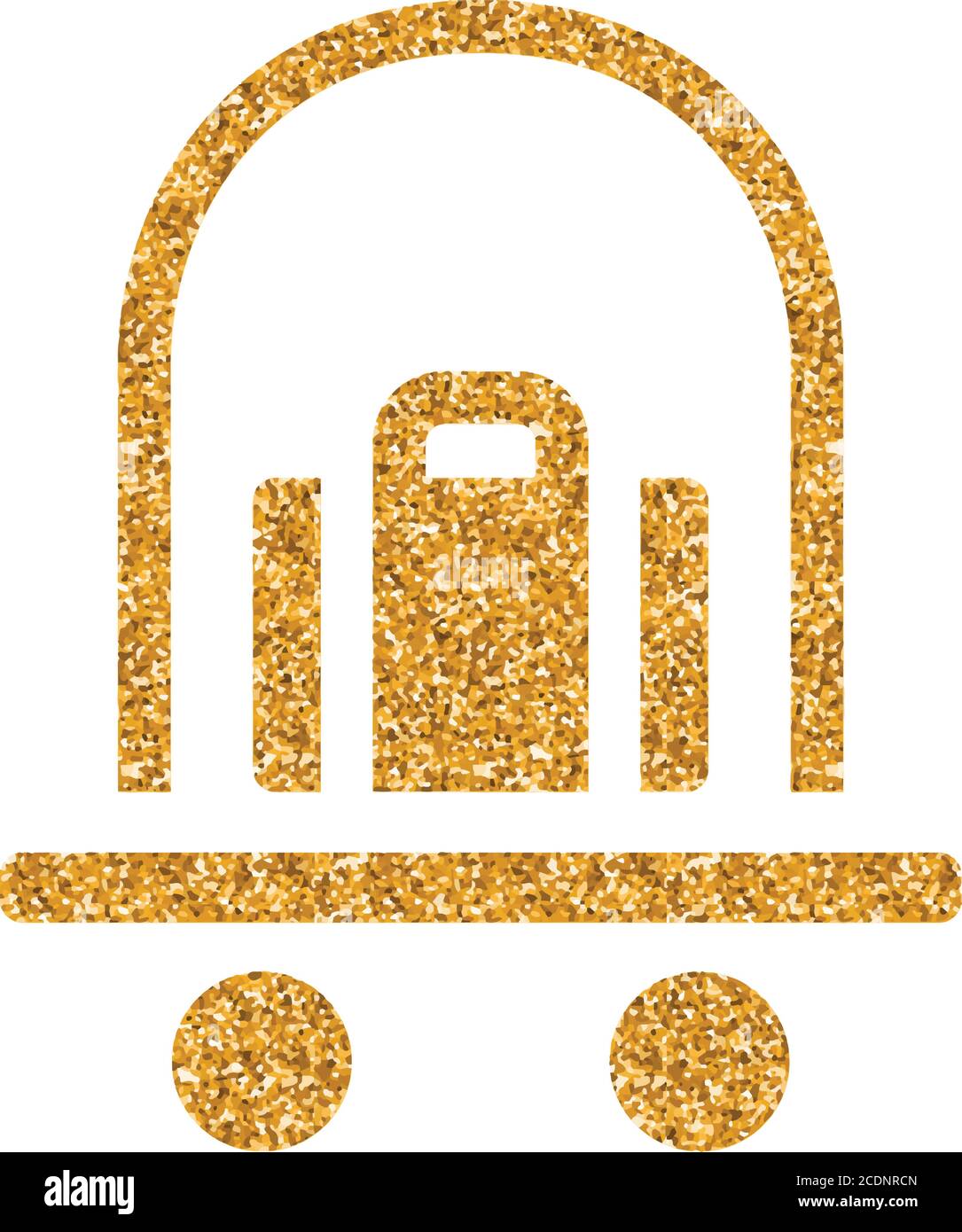 Logistic trolley icon in gold glitter texture. Sparkle luxury style vector illustration. Stock Vector