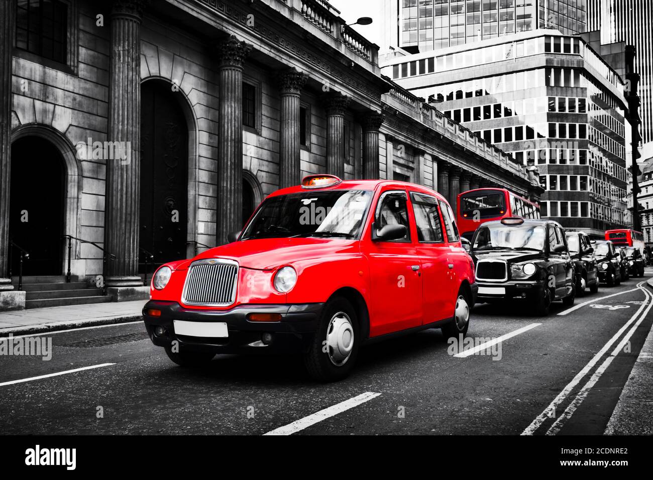 Symbol of London, the UK. Taxi cab known as hackney carriage. Stock Photo