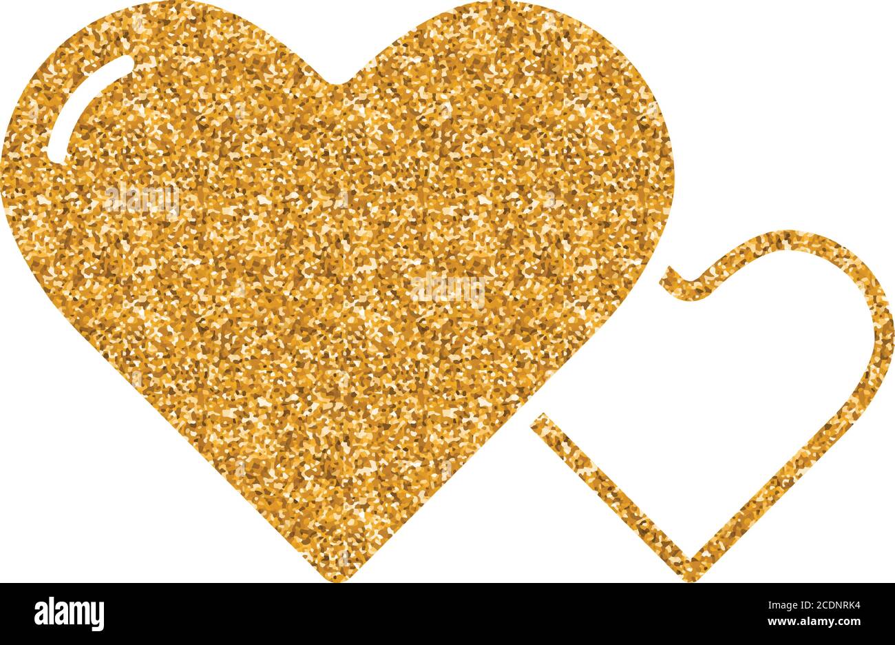 Heart shape icon in gold glitter texture. Sparkle luxury style vector ...
