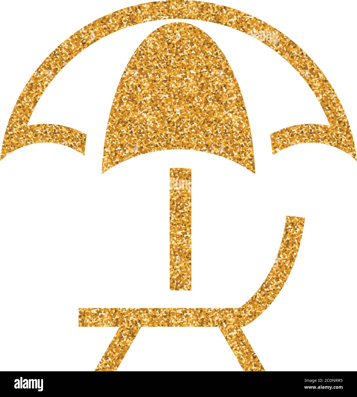 Beach umbrella icon in gold glitter texture. Sparkle luxury style ...