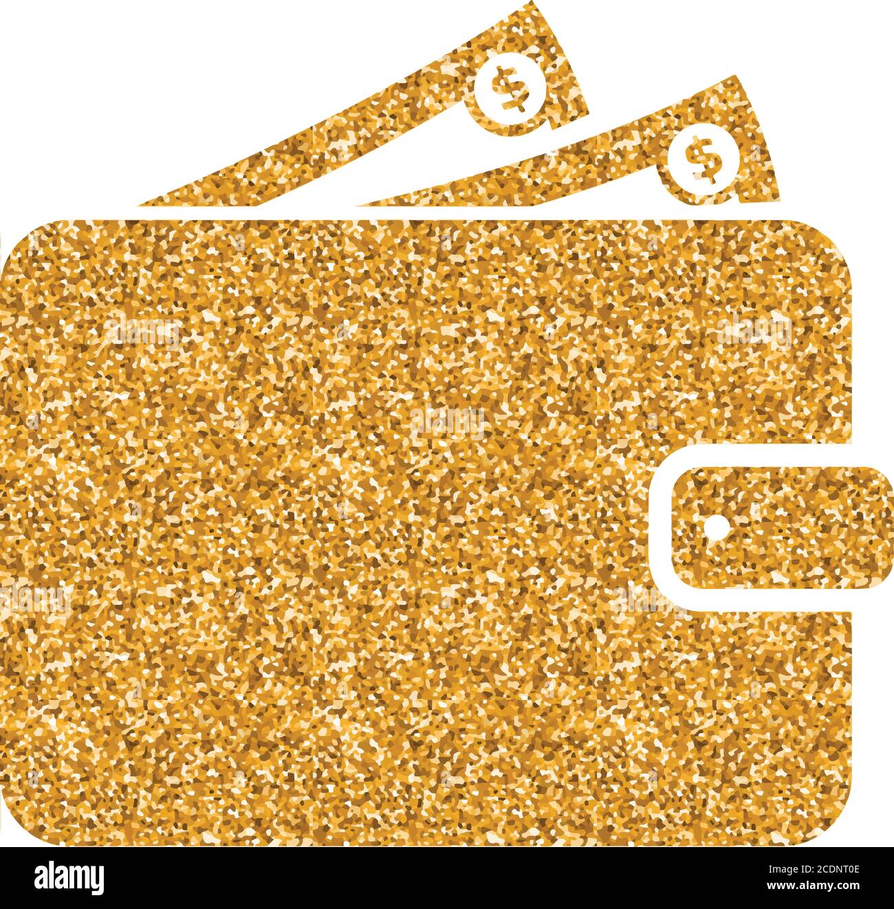 Wallet icon in gold glitter texture. Sparkle luxury style vector