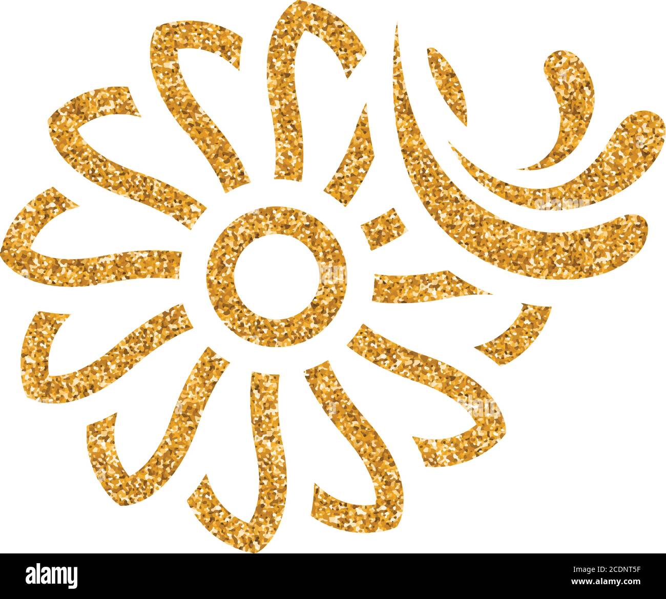 Water turbine icon in gold glitter texture. Sparkle luxury style vector illustration. Stock Vector