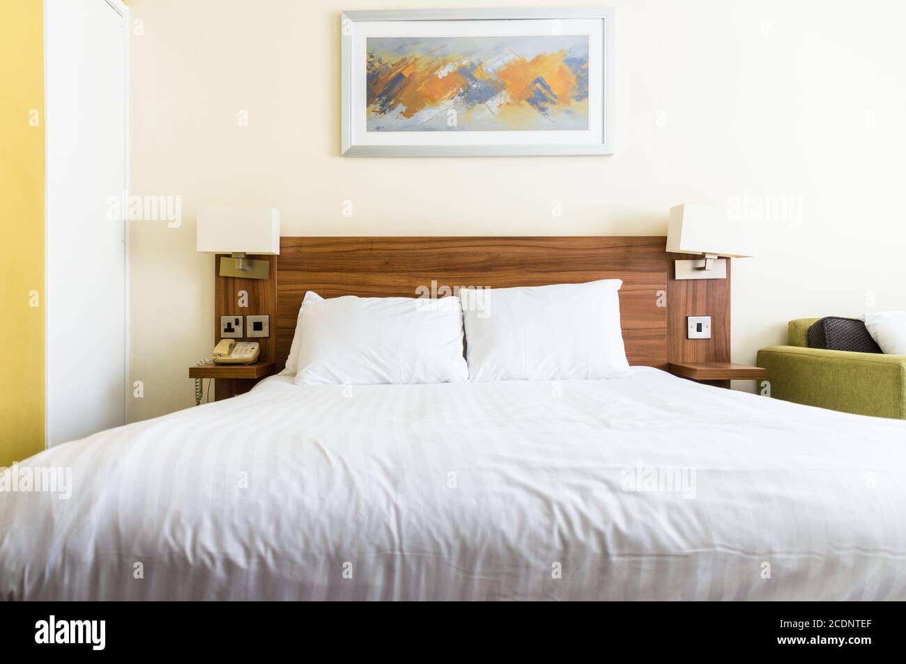 Hotel room with Double Bed and Sofa Bed Stock Photo