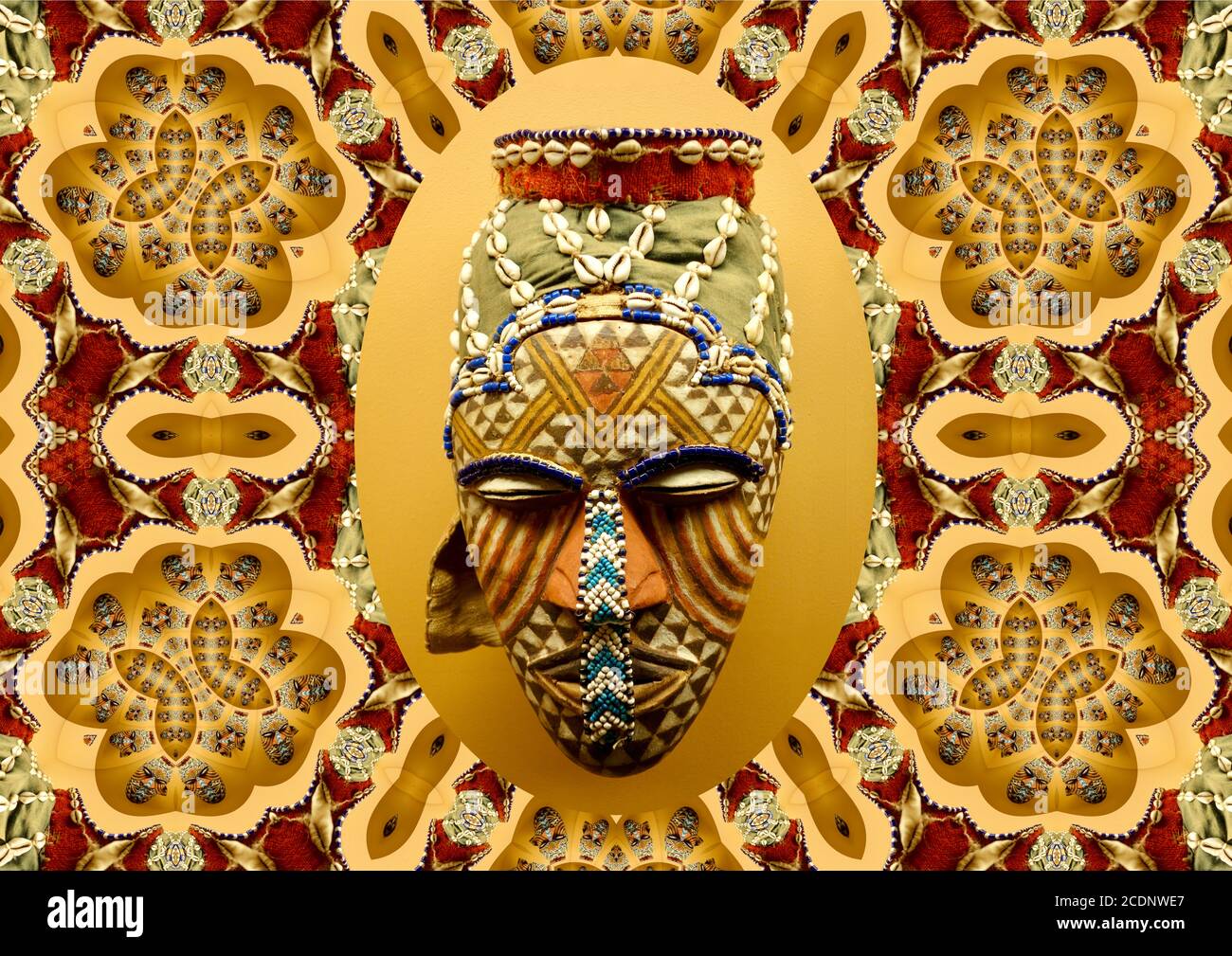 Mandala images inspired by african tribal masks. Stock Photo