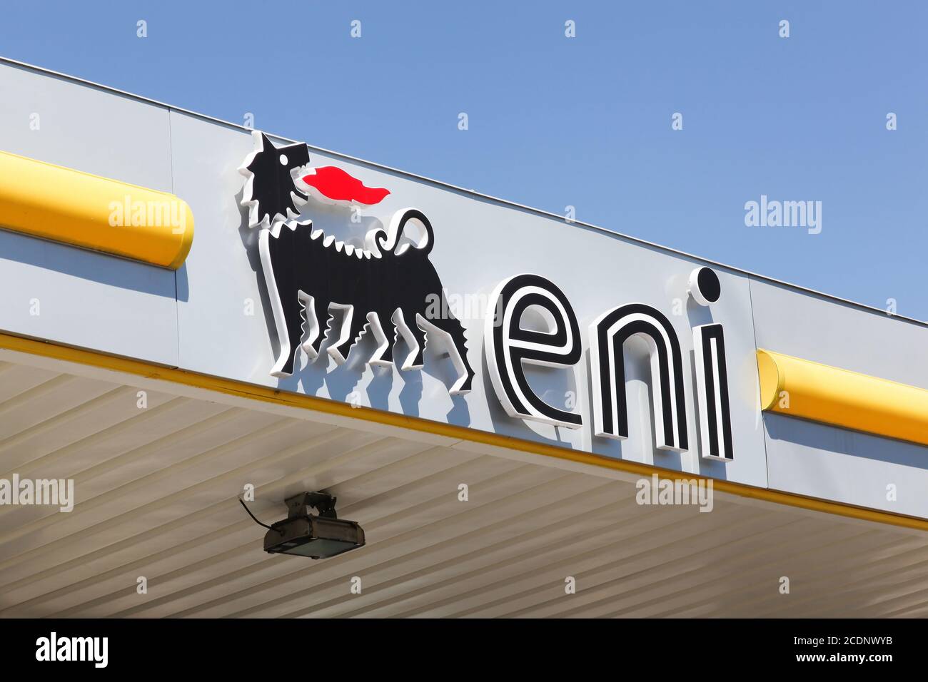 Vaux, France September 20, 2019 ENI logo on a gas station.ENI is an