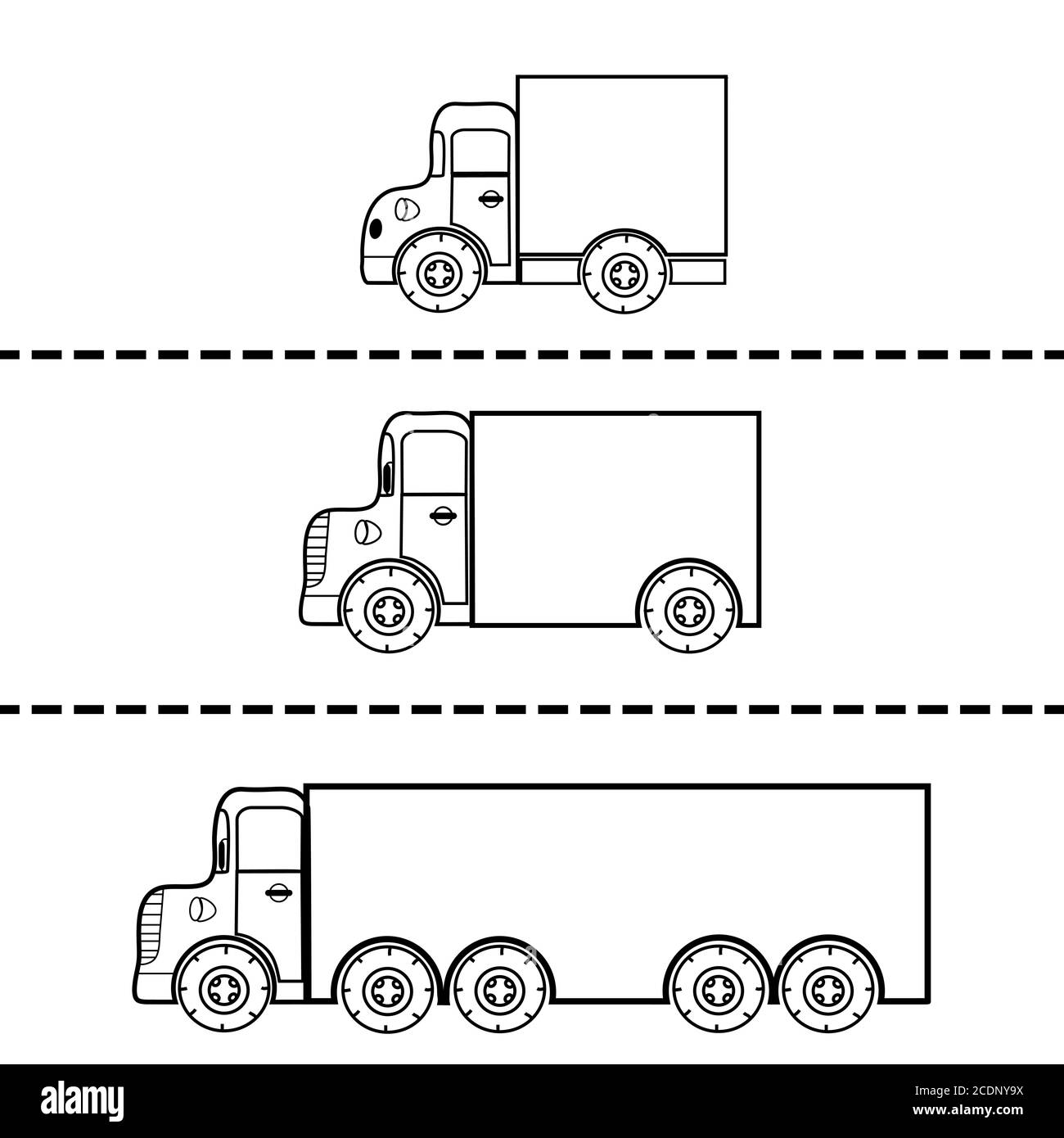 Set of cargo trucks vector illustration Stock Photo