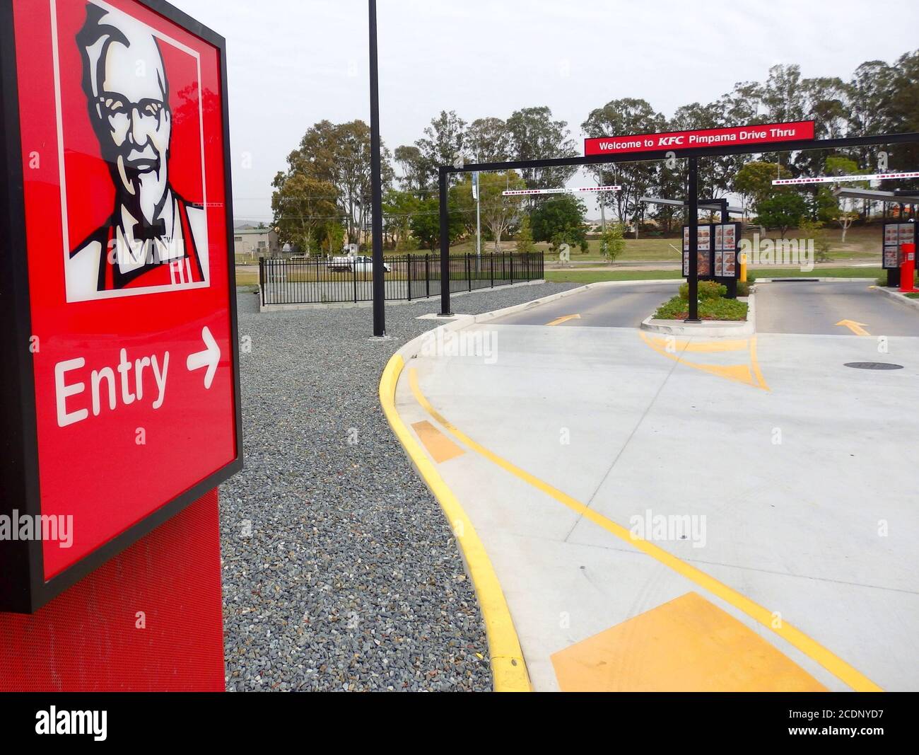 KFC drive thru entry point, Queensland Australia Stock Photo