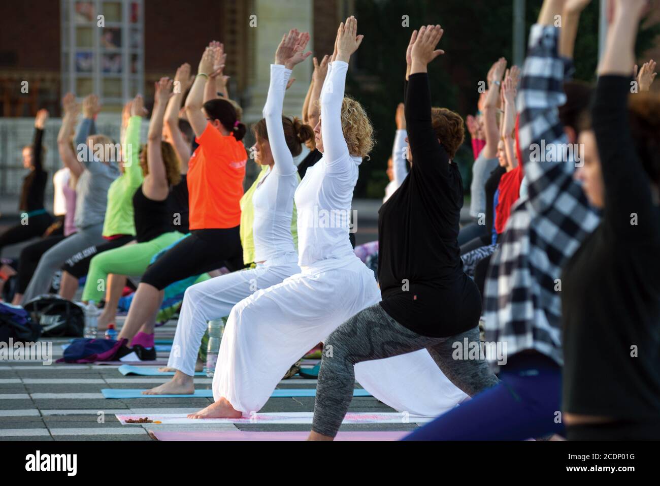 Group gym exercises outdoors Stock Photo Alamy
