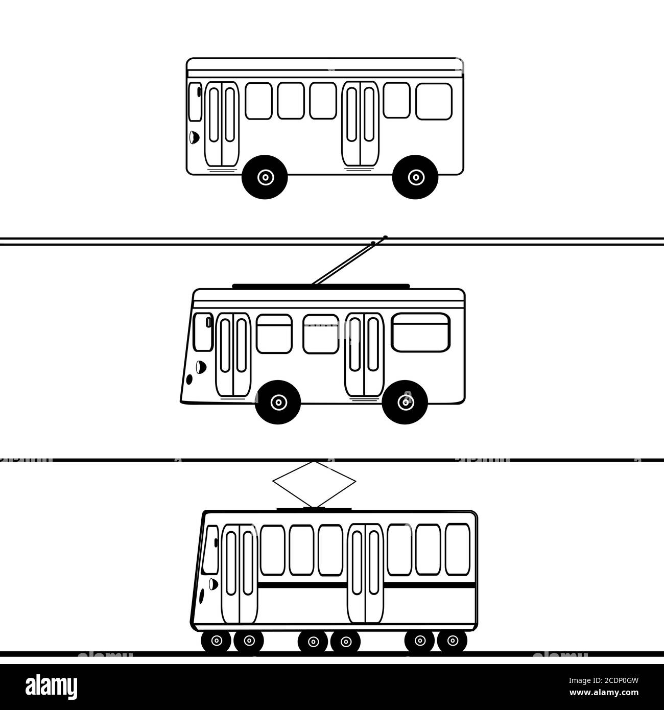 Public transport bus trolleybus tram Stock Photo