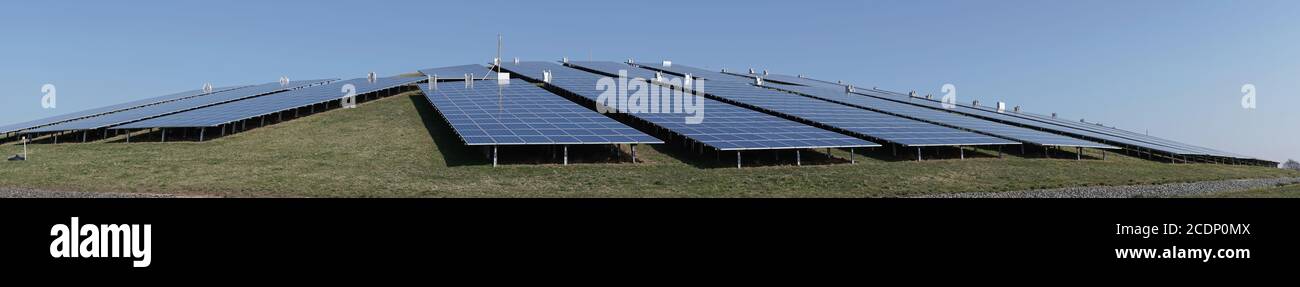 solar plant on a mountain on the outskirts of Magdeburg in Germany Stock Photo