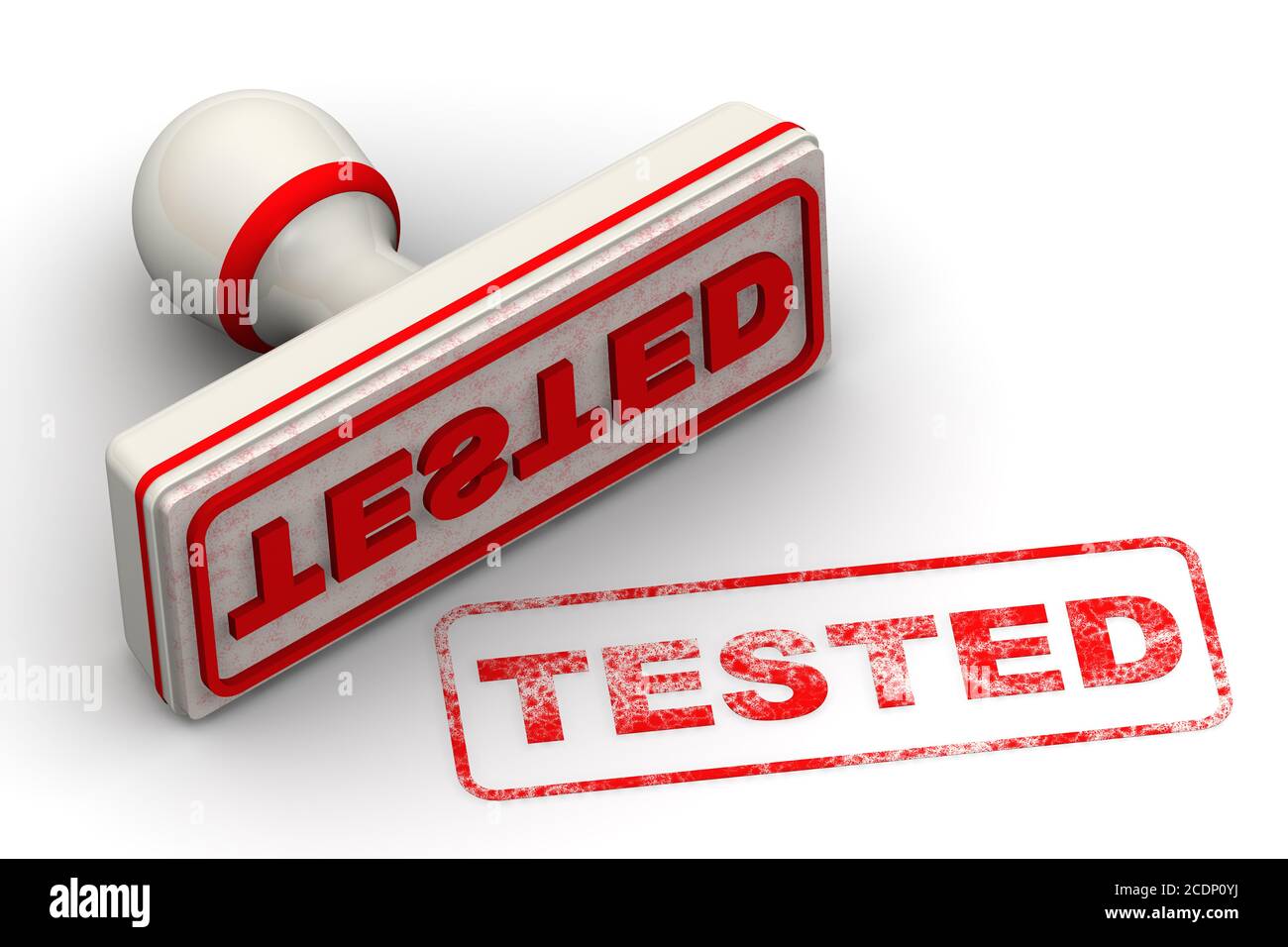 Tested. The stamp and an imprint. The white stamp and red imprint