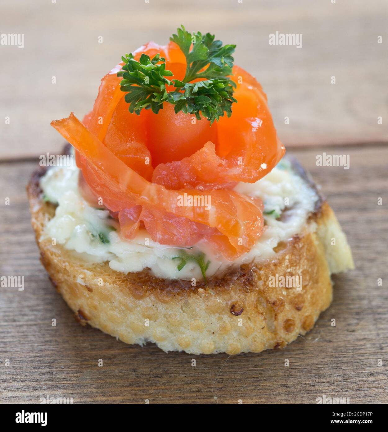 canape with red fish Stock Photo
