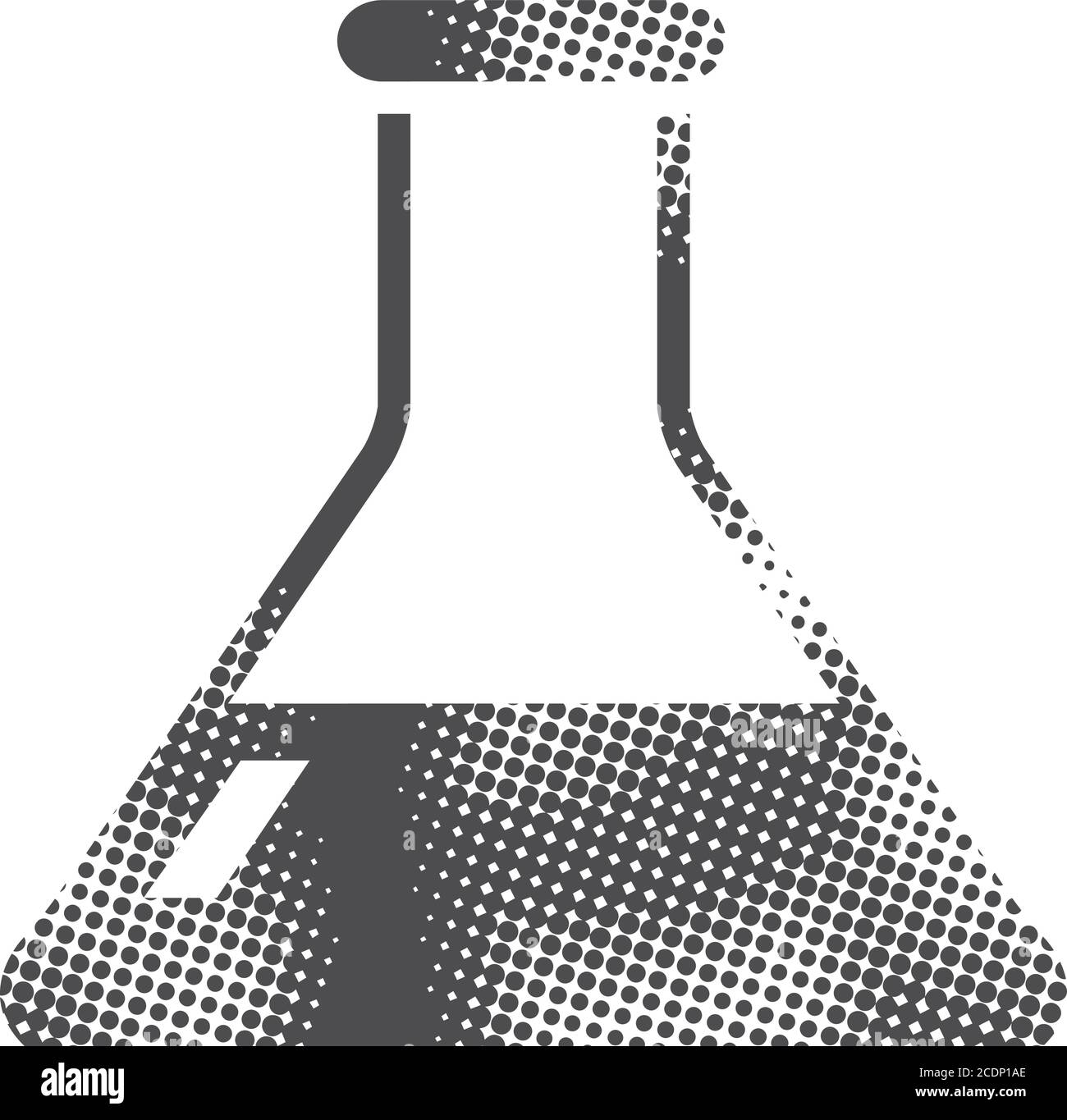 Beaker icon in halftone style. Black and white monochrome vector ...