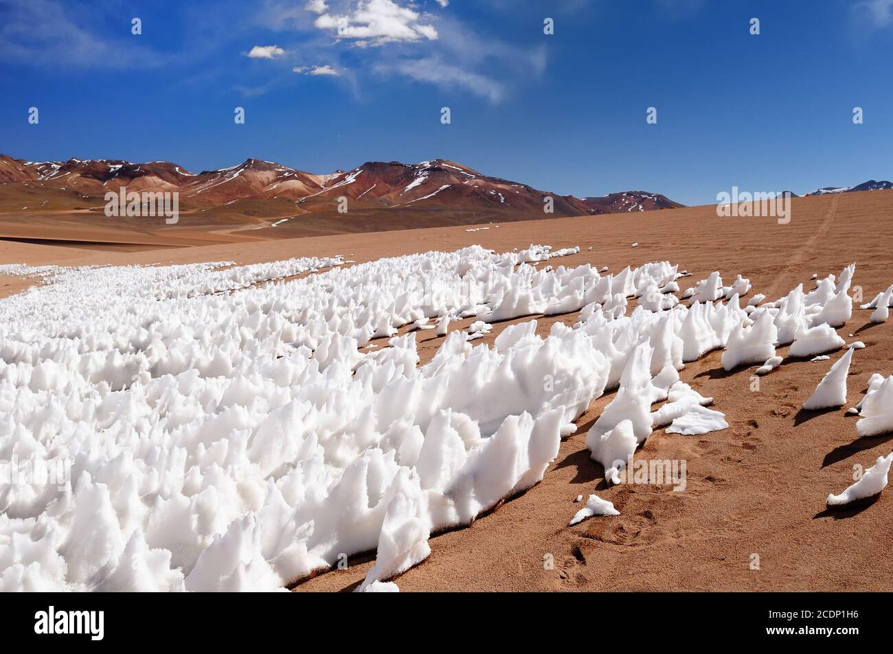 South America - The surreal landscape in the Eduardo Avaroa National Reserve of Andean Fauna near Chilean border. The picture sonw on the desert Stock Photo