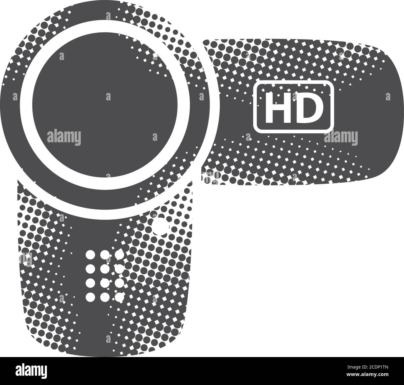 Camcorder icon in halftone style. Black and white monochrome vector ...