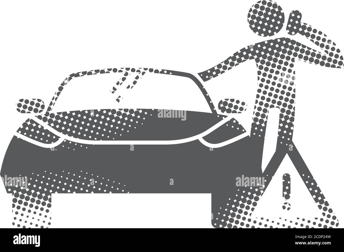 Car and phone calling figure icons in halftone style. Automotive ...