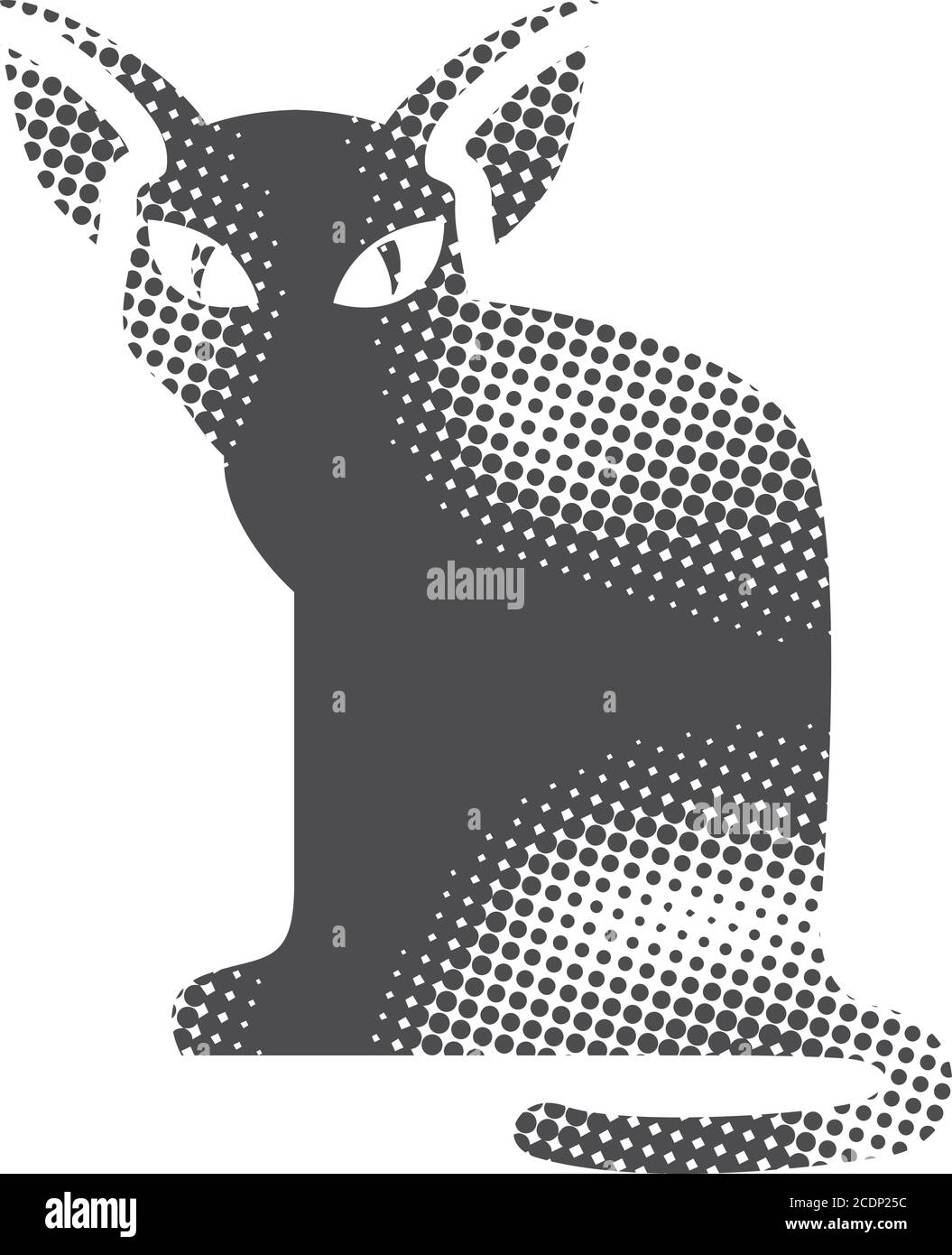 Cat icon in halftone style. Black and white monochrome vector ...