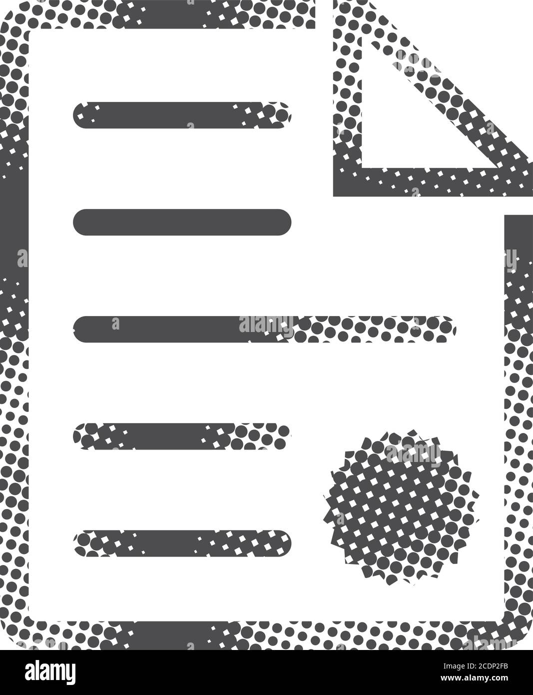 Contract document icon in halftone style. Black and white monochrome ...