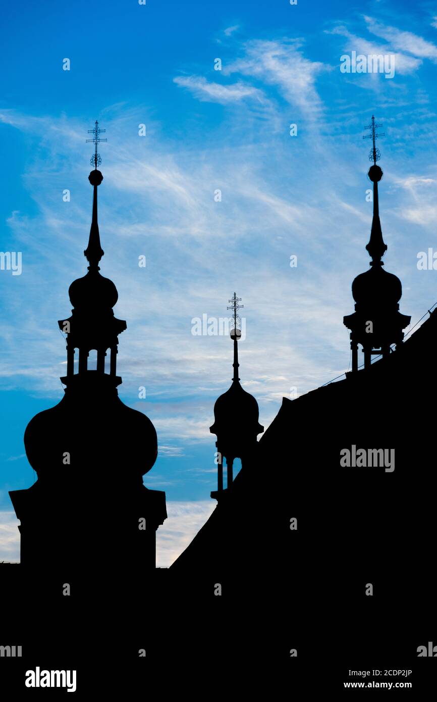 Spires silhouettes, Prague, Czech Republic Stock Photo