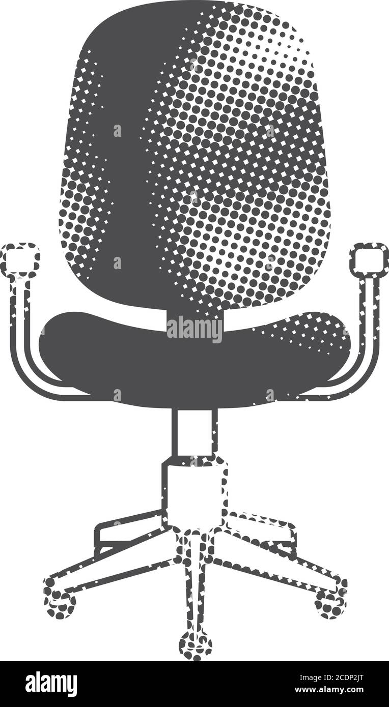 Office chair icon in halftone style. Black and white monochrome vector ...
