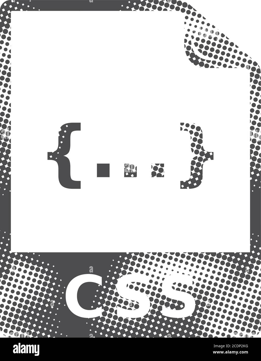CSS file format icon in halftone style. Black and white monochrome ...