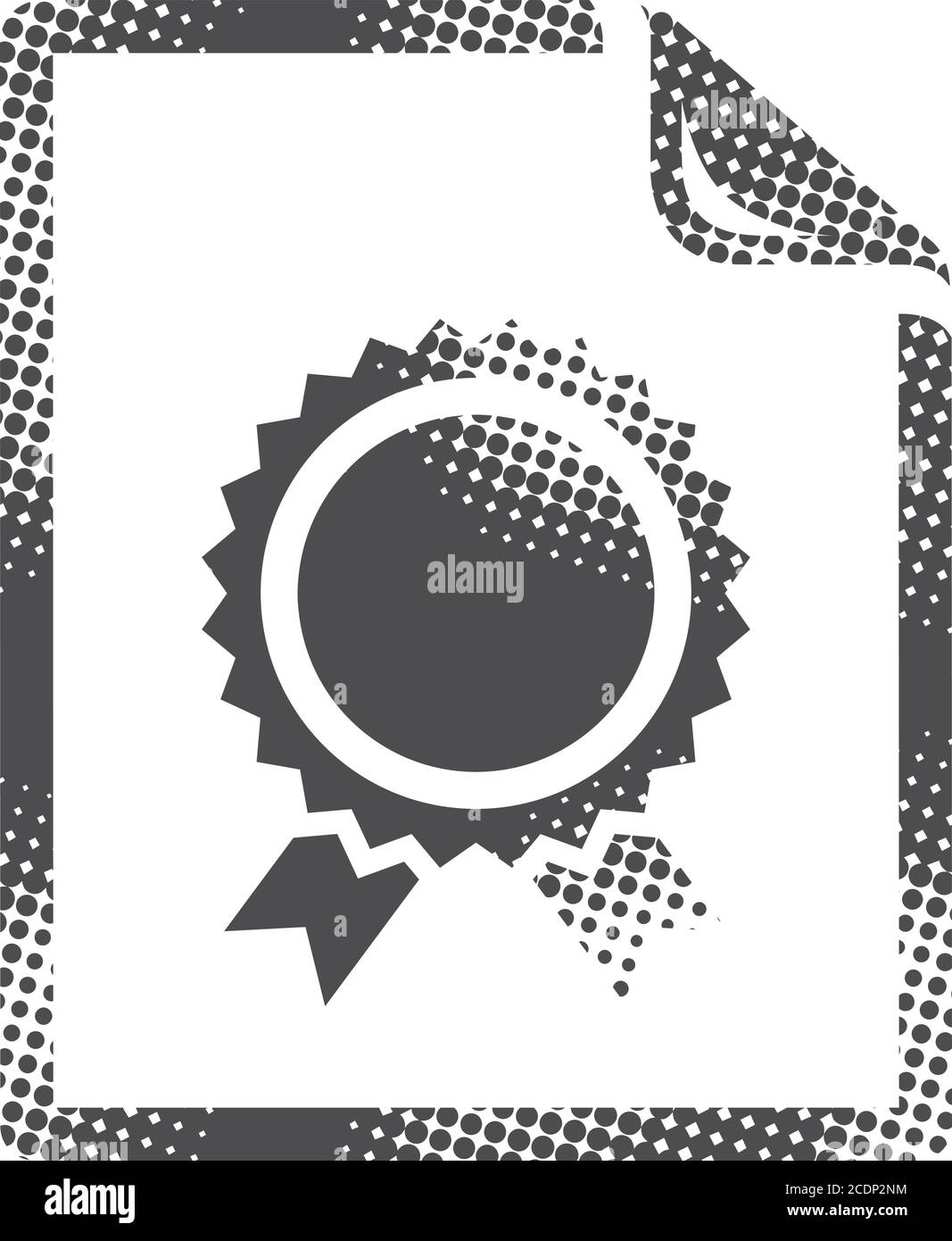 Contract document icon in halftone style. Black and white monochrome ...
