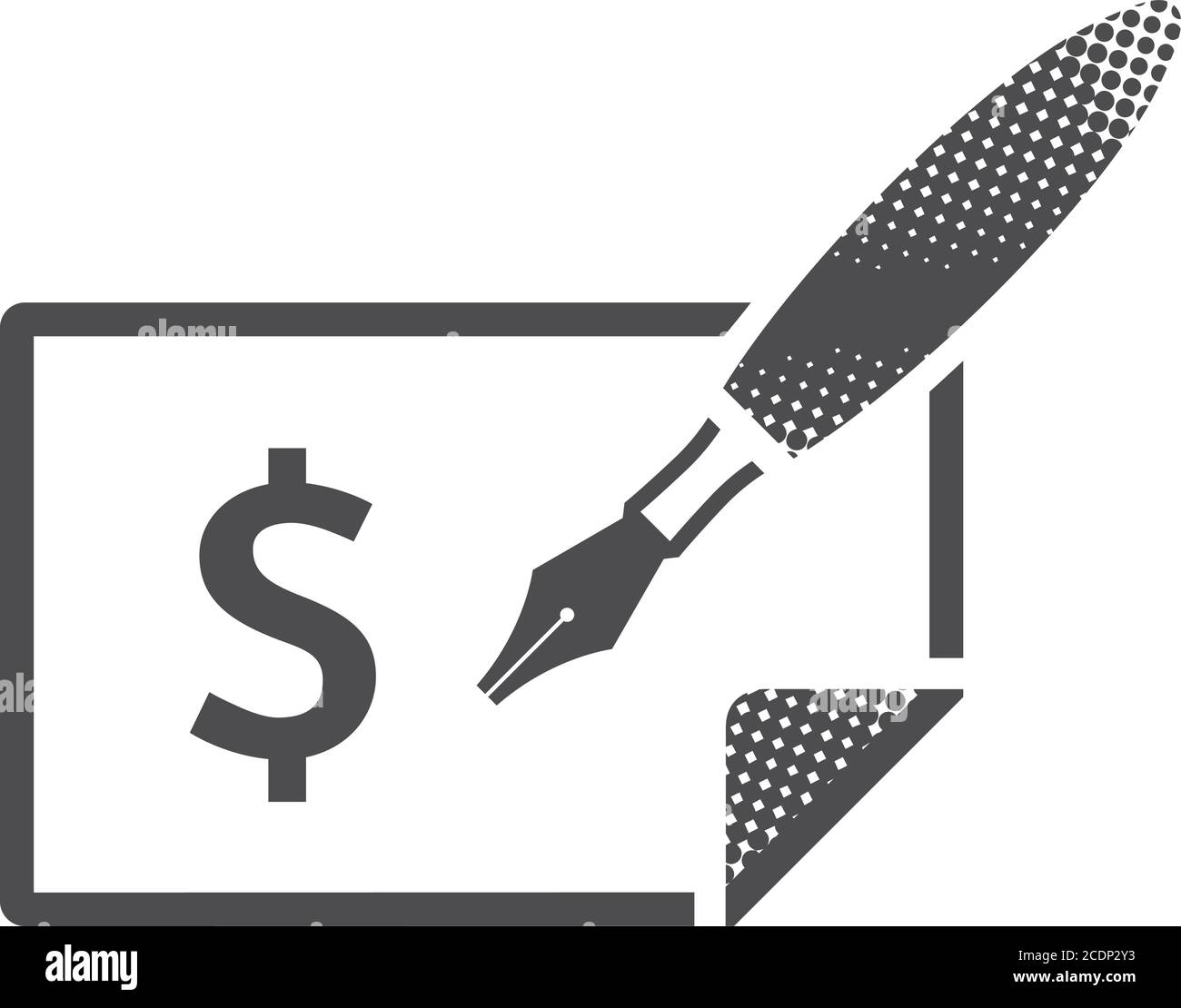 Check icon in halftone style. Black and white monochrome vector