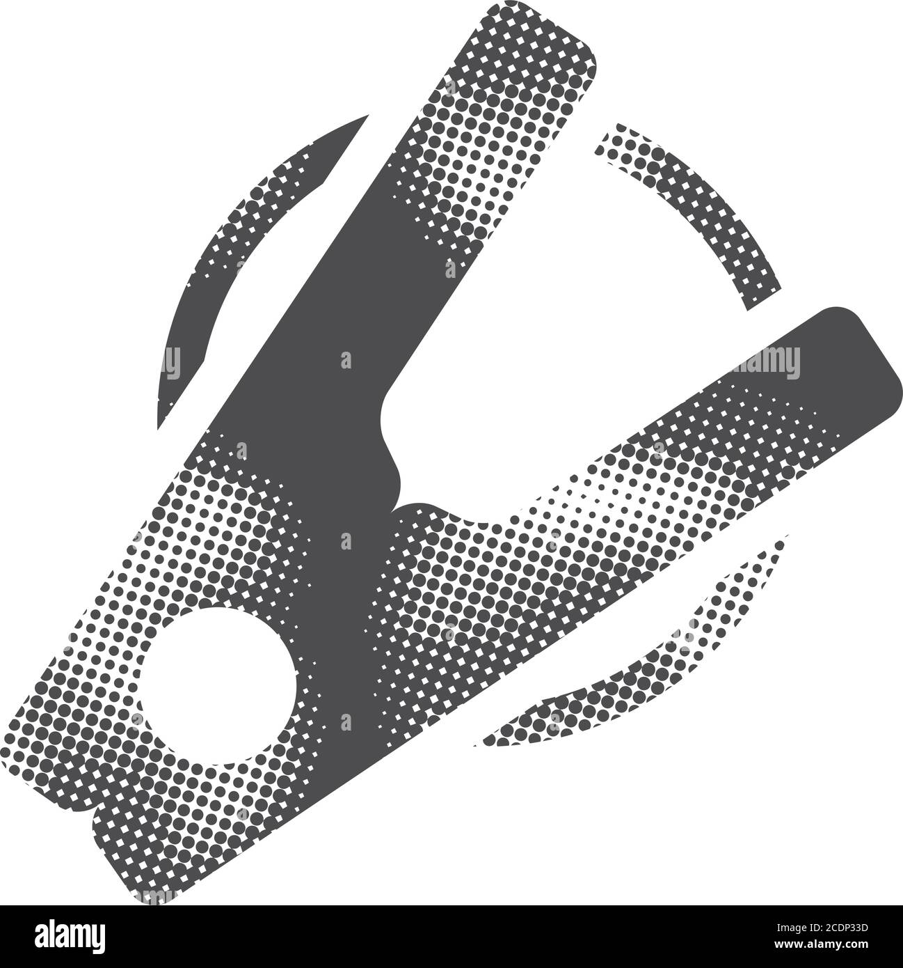 Clothes peg icon in halftone style. Black and white monochrome vector