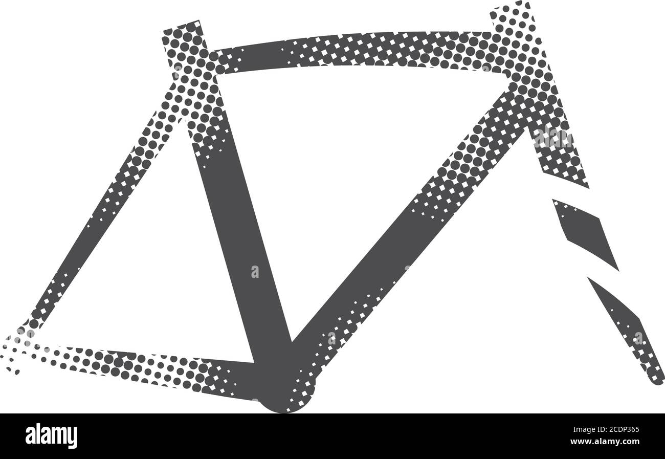 Bicycle frame icon in halftone style. Black and white monochrome vector ...