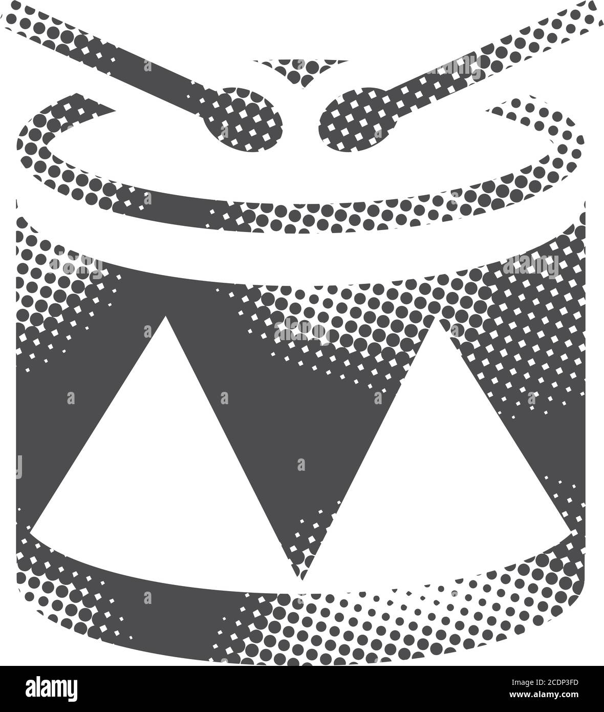 Drum icon in halftone style. Black and white monochrome vector ...