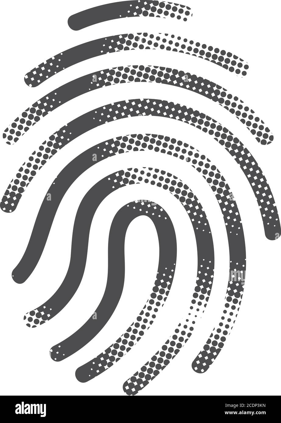Fingerprint icon in halftone style. Black and white monochrome vector ...