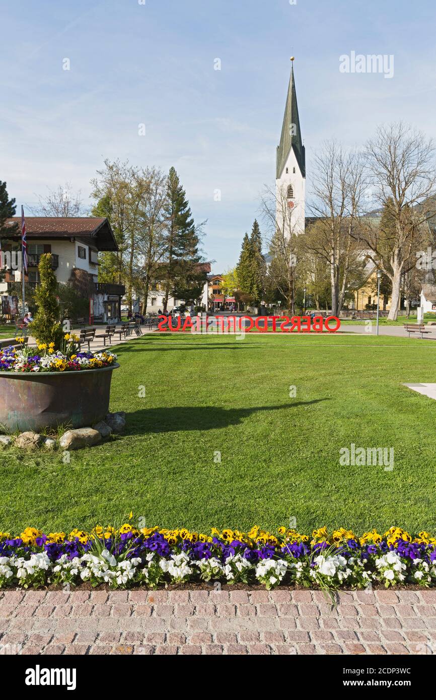 Oberstdorf, Kurpark, katholische Kirche, Bayern, Deutschland Stock Photo
