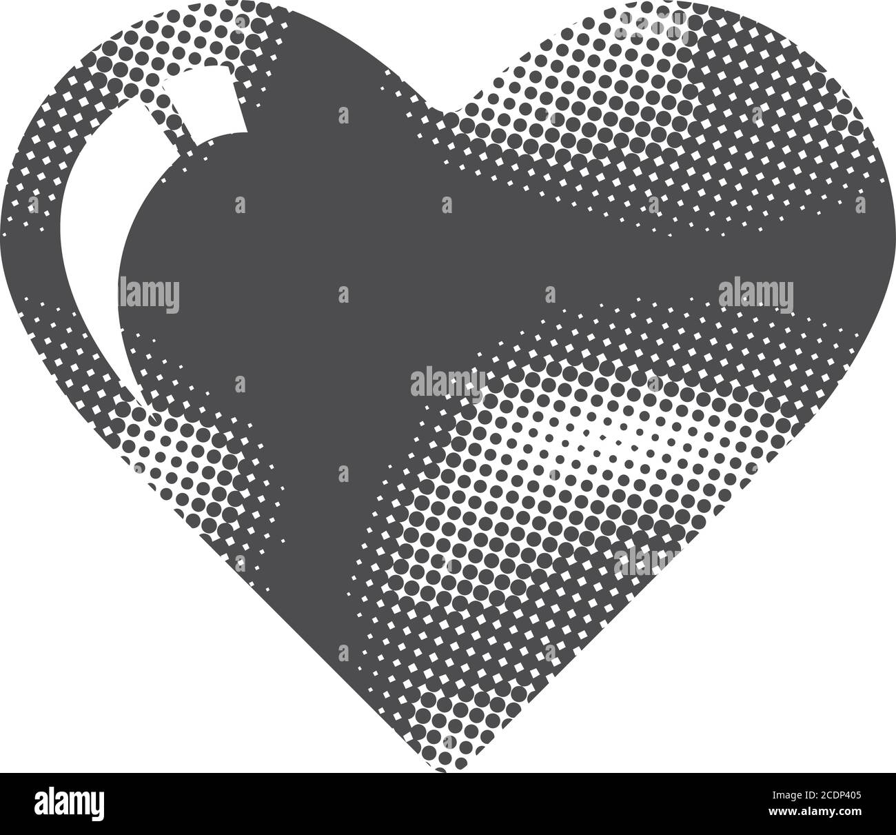 Heart shape icon in halftone style. Black and white monochrome vector ...