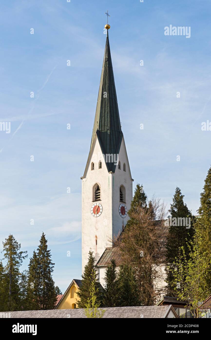 Oberstdorf, Kirchturm, Bayern, Deutschland Stock Photo