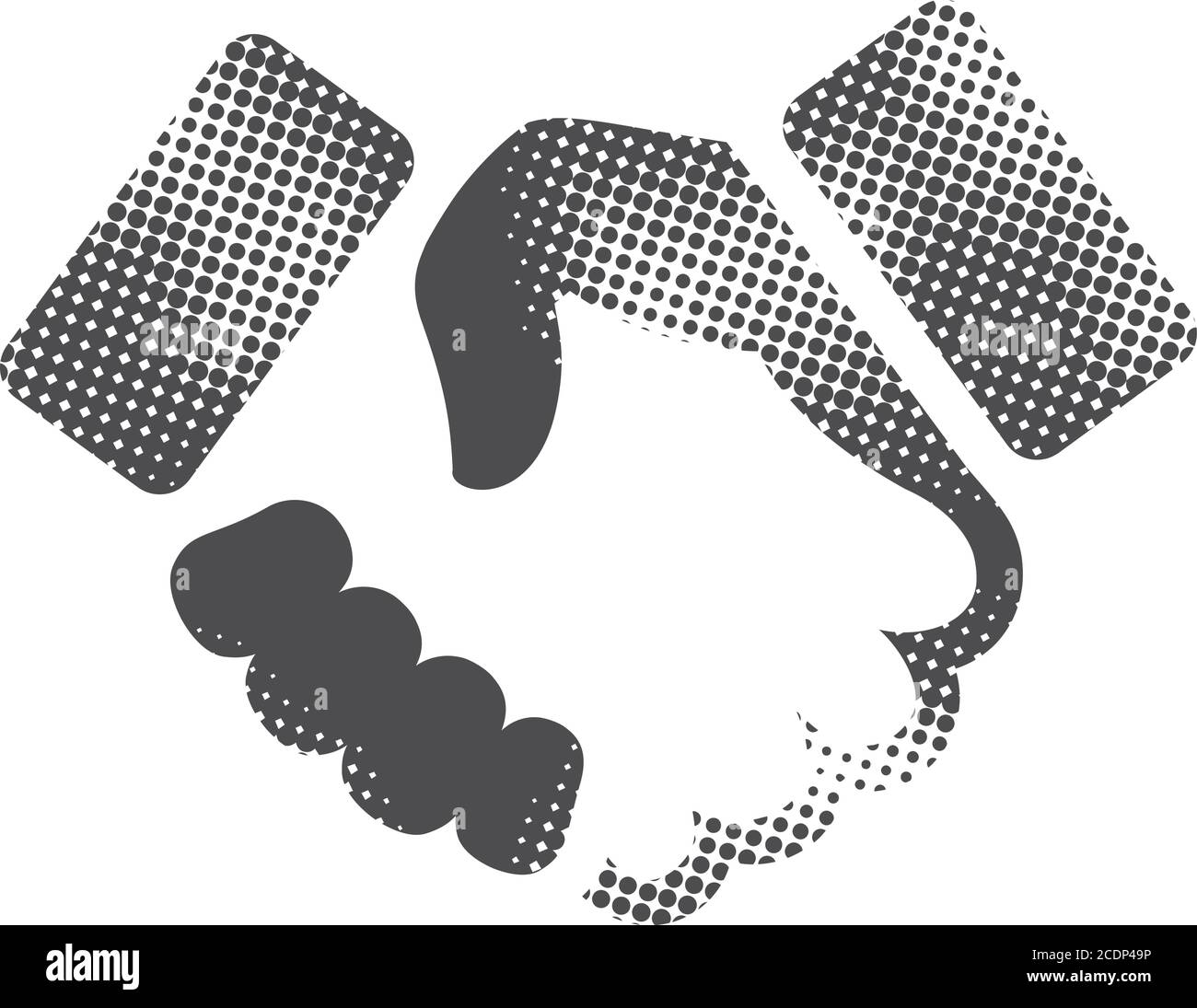 Handshake icon in halftone style. Black and white monochrome vector ...