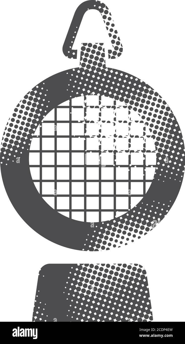 Hazard light icon in halftone style. Black and white monochrome vector ...