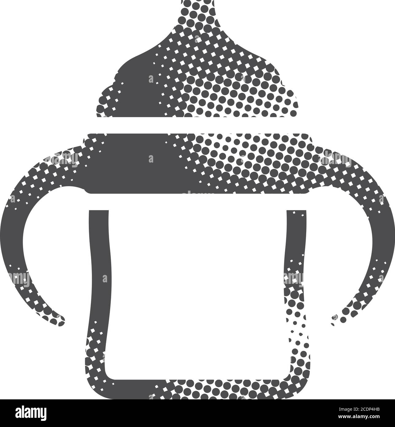 Milk bottle icon in halftone style. Black and white monochrome vector ...
