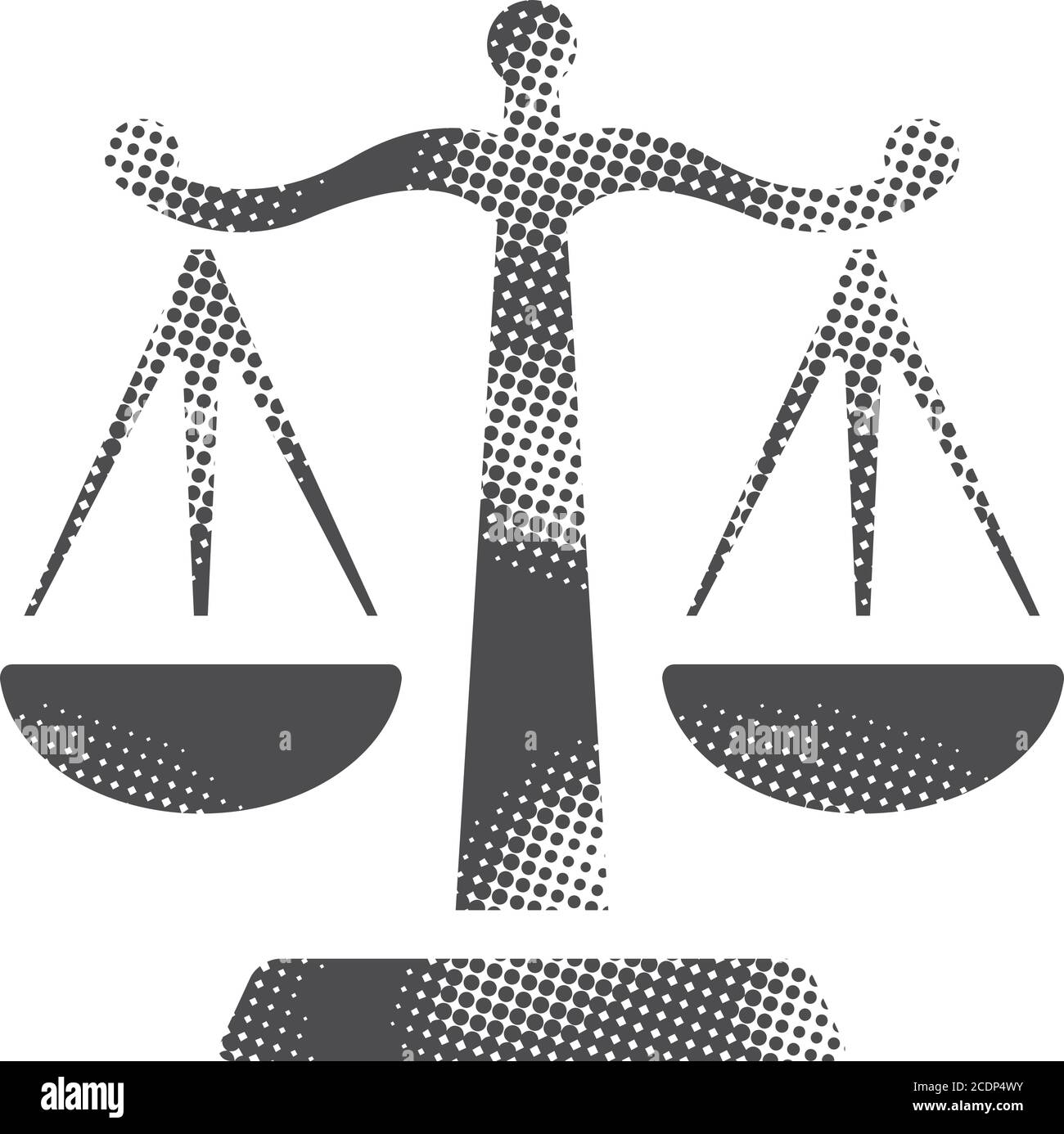 Justice scale icon in halftone style. Black and white monochrome vector ...