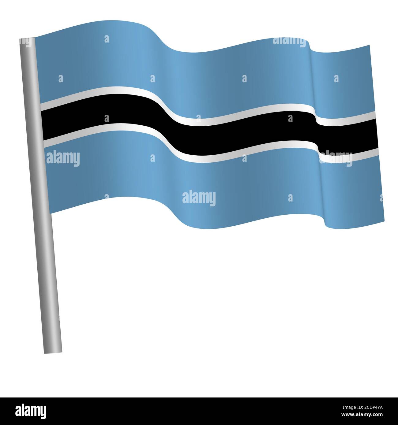 botswana flag waving on a pole Stock Photo