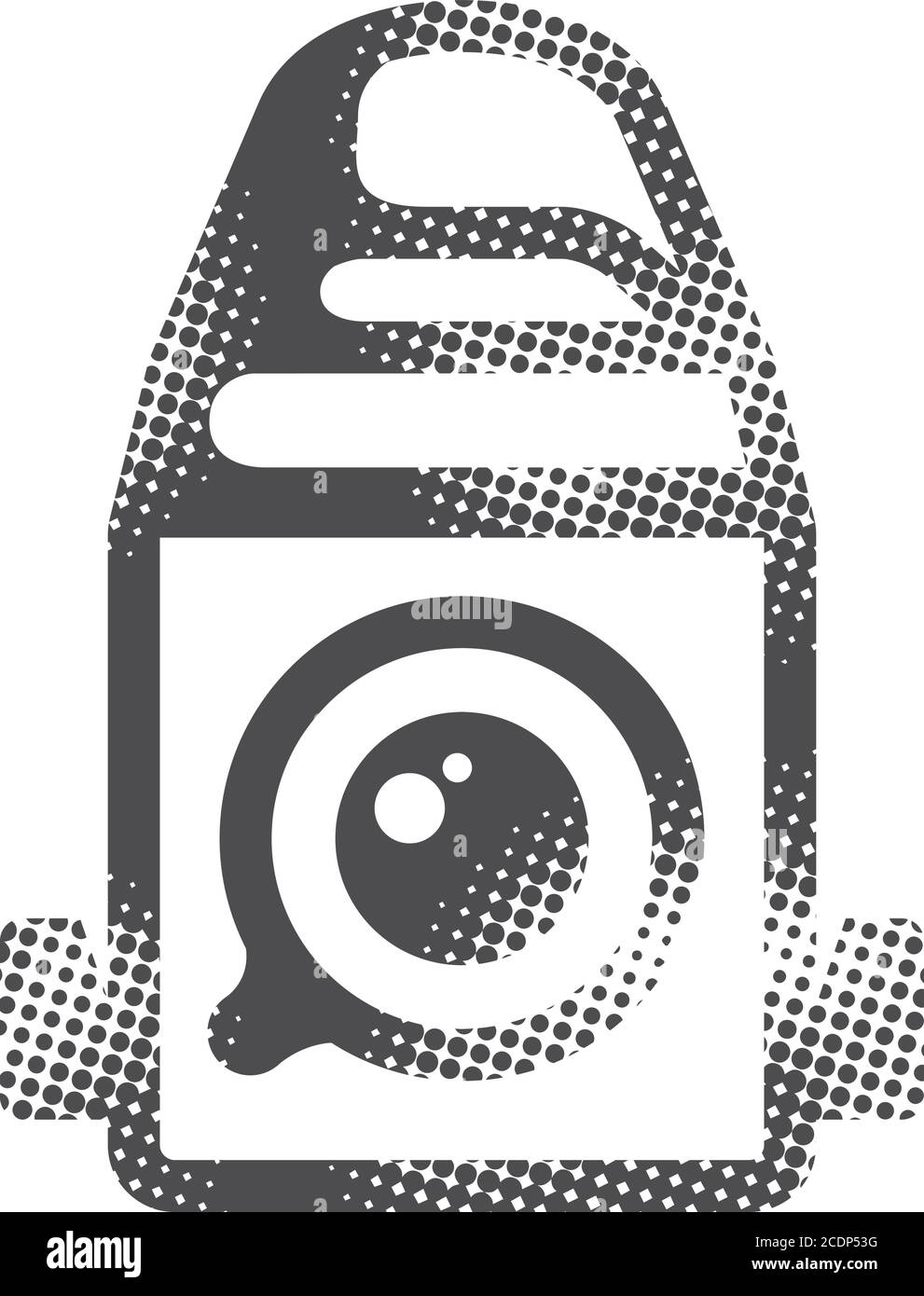 Camera icon in halftone style. Black and white monochrome vector illustration. Stock Vector