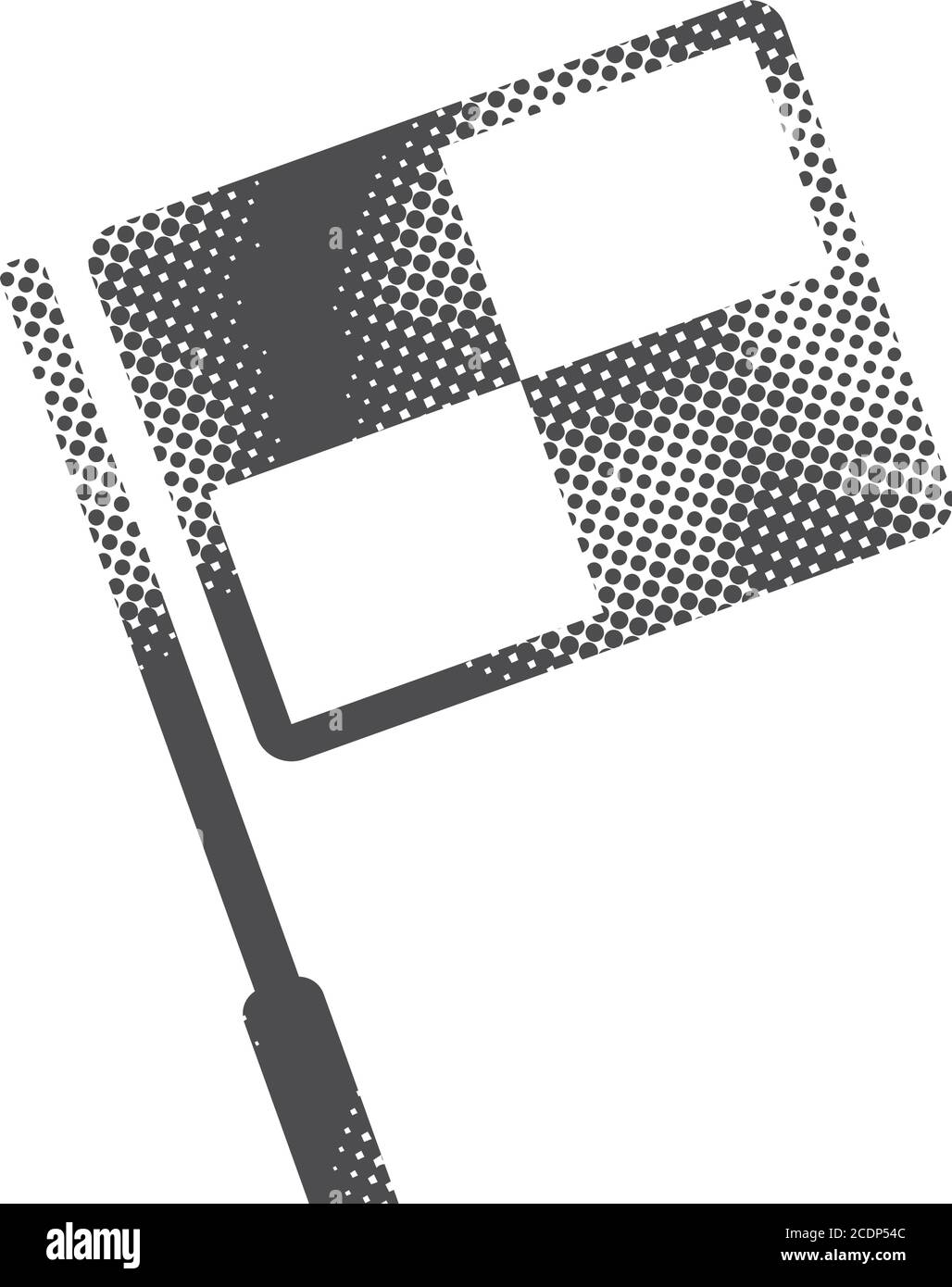 Lineman flag icon in halftone style. Black and white monochrome vector illustration. Stock Vector