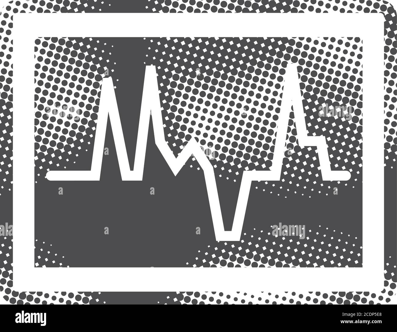 Heart rate monitor icon in halftone style. Black and white monochrome ...