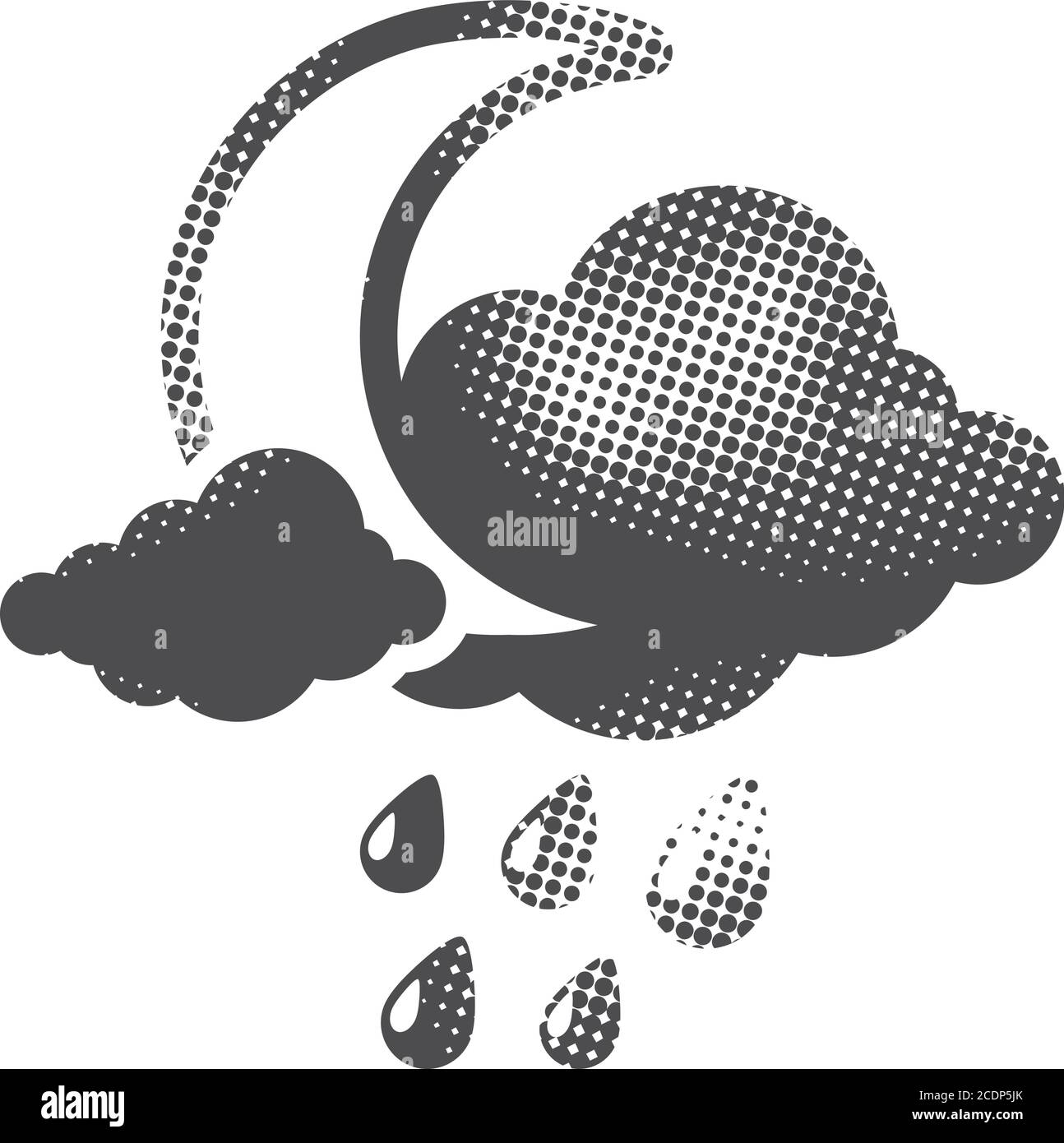 Weather overcast rainy icon in halftone style. Black and white ...