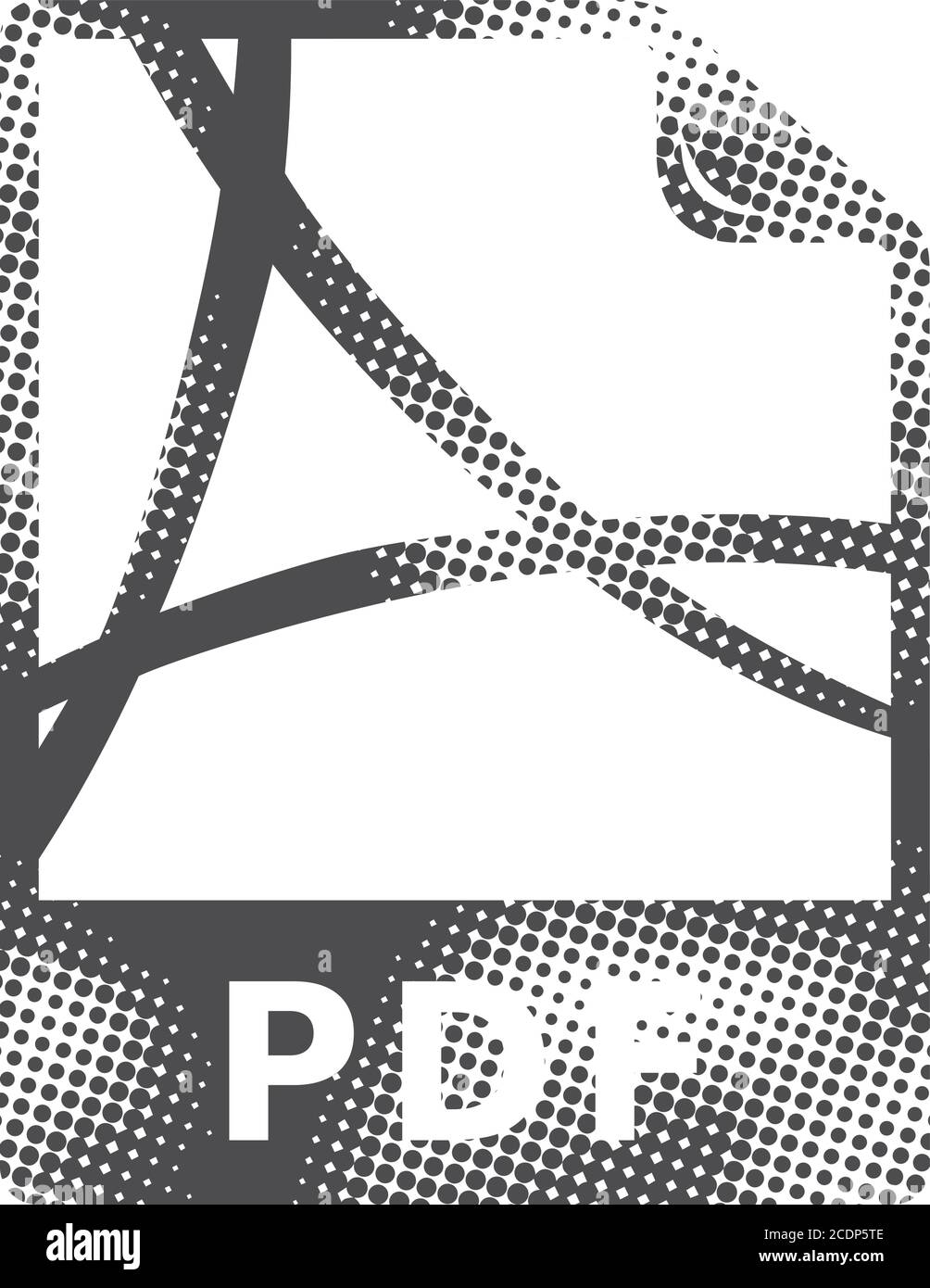 Portable document file format icon in halftone style. Black and white ...