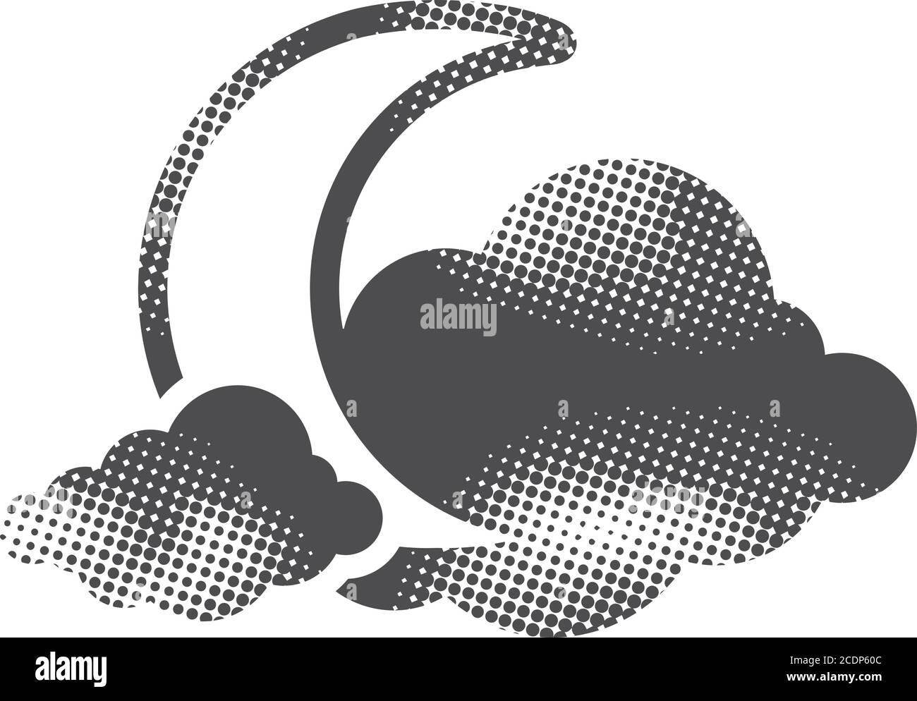 Weather overcast cloudy icon in halftone style. Black and white ...