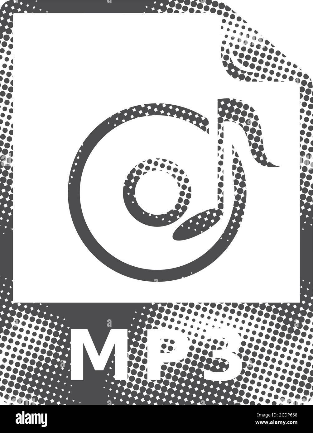 Audio file icon in halftone style. Black and white monochrome vector ...