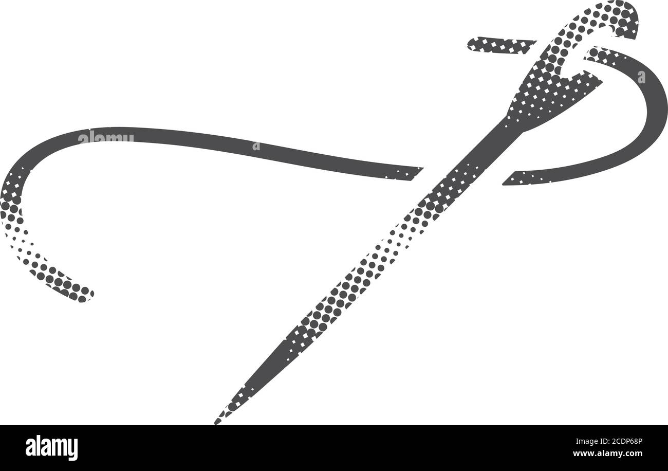 Needle icon in halftone style. Black and white monochrome vector ...